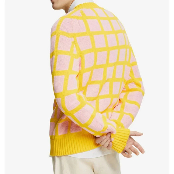 Espirit Pink Yellow Plaid Preppy Men's Sweater XL - Picture 2 of 10
